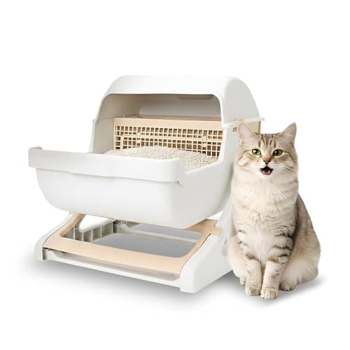 Kipenzi Semi-Automatic Cat Litter Box | Quick Clumping in 7 Seconds | Easy Cleaning Pet Toilet | Multi-Cat Friendly | Washable and Large Capacity Litter Tray | Beige