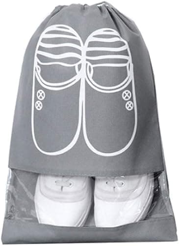 Large Fabric Shoe Storage Bag with Transparent Window 32 x 45 cm Portable Shoe Organizer for Travel Home Closet Organization Protective Dustproof Case