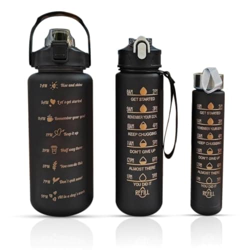 Sports Water Bottle Set of 3 – 2000ml, 900ml & 500ml | Portable Water Bottles for Sports, Trips, Office