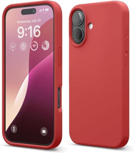 ELMO3EZZ Compatible with iPhone 16 Case, Premium Liquid Silicone Case, Full Body Protective Cover, Shockproof, Slim Phone Case, Anti-Scratch Soft Microfiber Lining, 6.1 inch (Red Tomato) Cellular phone case