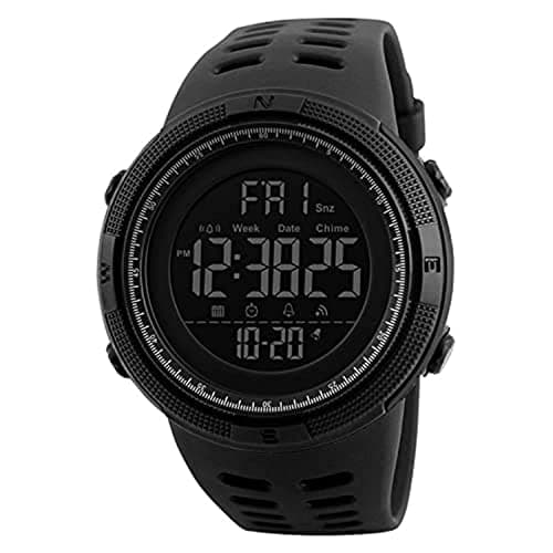 SKMEI Men's and Women's Multi-Function Waterproof Sport Watch with LED Backlight Display (Black)