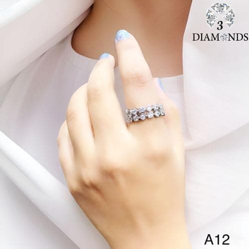 3 Diamonds 292474661779339 Debla Ring Platinum Plated for Women with Zircon Stone - Silver