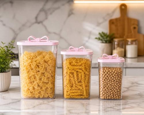Generic Airtight Food Storage Container Set with Bow Lid, 3 Sizes, .sa