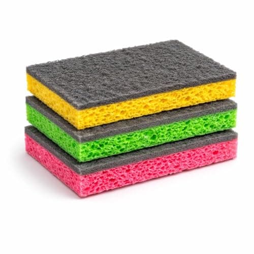 Wood Pulp Cotton Scouring Pad – Heavy-Duty Kitchen Cleaning Sponge with Abrasive Scrub Layer – Multi Color Pack