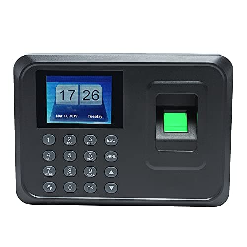 Eacam Intelligent Biometric Fingerprint Password Attendance Machine Employee Checking-in Recorder 2.4 inch TFT LCD Screen DC 5V Time Attendance Clock Home