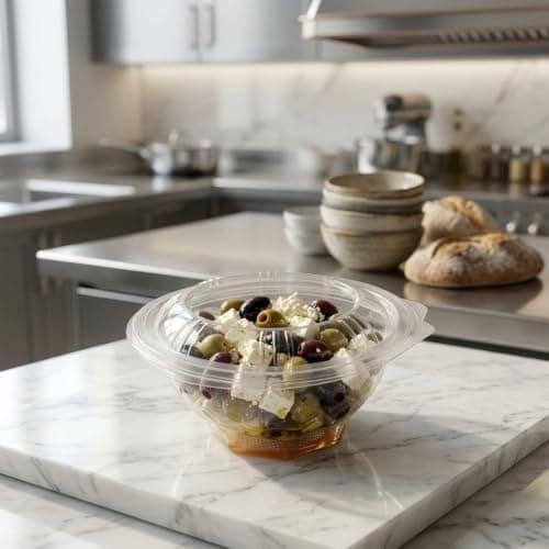 10 Pieces Clear Plastic Round Salad Container Dessert Fruit Container 250ml Food storage container
