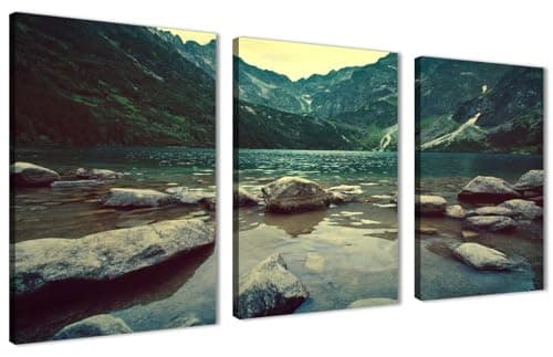 Skills Mountain Lake Landscape Wall Art - Wall Art - Wall Art for Living Room, Bedroom, Office Decorations and More - Size (30cm x 40cm x 3pcs)