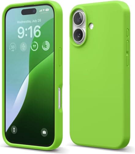 Compatible with iPhone 16 Case, Premium Liquid Silicone Case, Full Body Protective Cover, Shockproof, Slim Phone Case, Anti-Scratch Soft Microfiber Lining, 6.1 inch (Lime Green) Cellular phone case