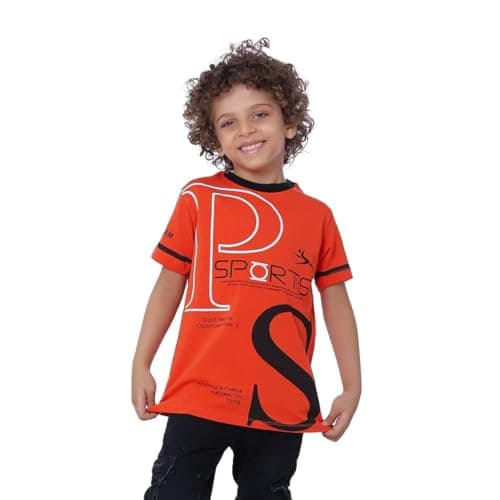 BEBO Boys Boys Printed Half Sleeve T-Shirt 4 Years Brick-12350_Brick_4_24