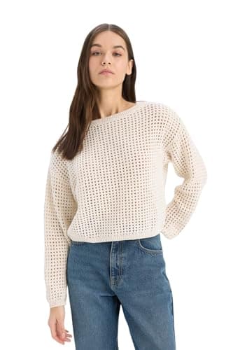 DeFacto Womens Regular Fit Crew Neck Long Sleeve Young Tricot Pullover T4513AZ Pullover Sweater