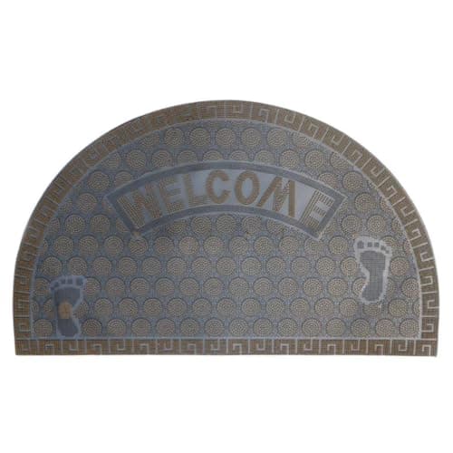Half Round Welcome Door Mat Non Slip Rubber Entrance Floor Rug Durable Indoor Outdoor Dirt Trap Shoe Scraper Carpet For Home Patio Bathroom Entryway Decor (Brown)