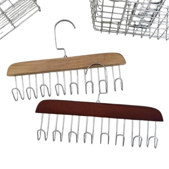 4 علاقات ملابس خشب بهواكات معدن – منظم دولاب لتعليق وترتيب الملابس والإكسسوارات وتوفير مساحة داخل الخزانة