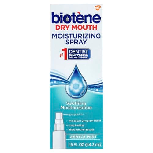 Biotene Gentle Mint Moisturizing Mouth Spray, Sugar-Free, for Dry Mouth and Fresh Breath, 1.5 ounce