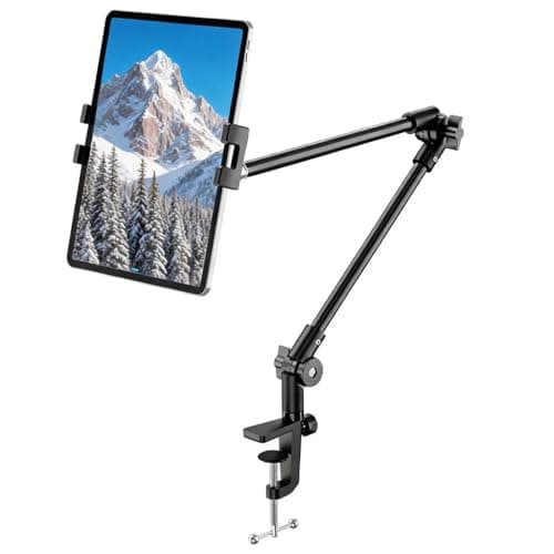 KDD Tablet Stand Holder with 360° Phone iPad Tripod Mount, 27in Long Arm Webcam Stand Projector Camera Mount for Desk, Fit for 4.7"-13" Devices, iPad Pro 12.9 Air Mini, Galaxy Tabs, Switch, iPhone Portable electronic device stand
