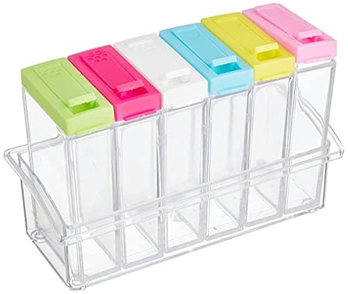 Acrylic Spice Jars Set with Cover - 6 Pieces Food storage container