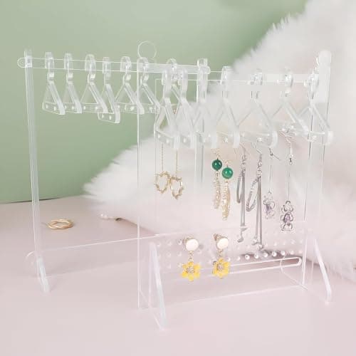 Transparent Acrylic Jewelry Organizer Stand with 5 Hangers for Earrings Jewelry storage