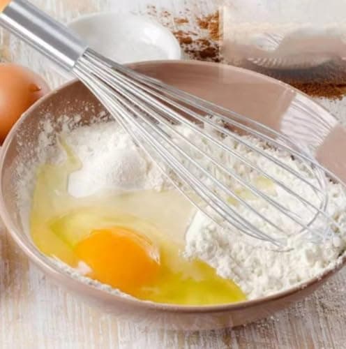 Generic 2-in-1 Egg Whisk and Bottle Opener,Whisk with a comfortable wooden handle,Bottle opener,Rust-resistant stainless steel,Ideal for whisking eggs and preparing cakes or béchamel sauce,35 cm, .ar Whisk utensil