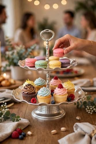 Generic High-quality,two-tier plastic serving stand,Perfect for serving sweets,cake,and cupcake,Stylish presentation for fruits,vegetables,and salads,Ideal for sandwiches and pastries,multicolors, .ho