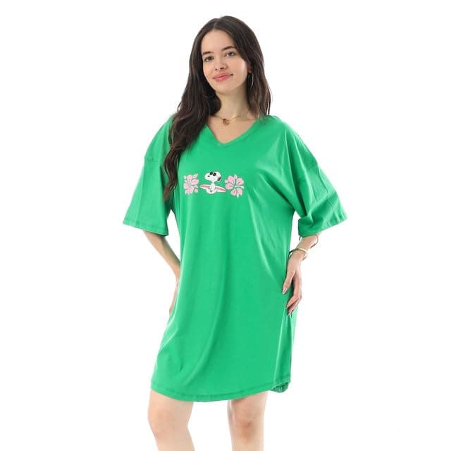 Andora Womens Printed Short Sleeves Oversized Sleep Shirt (pack of 1) Nightgown nightshirt