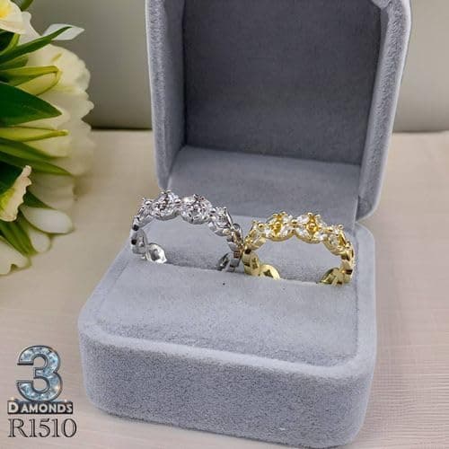 3 Diamonds 292474661779621 Elegant Platinum And Rhodium-Plated Ring With Round Zircon Stoness-1