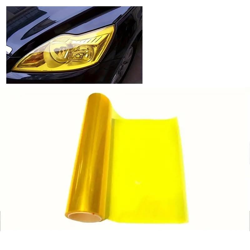 KaberTrade Car Headlight and Rear Lamp Protection Film, Self-Adhesive Fog Lamp Sticker, Car Accessories (Famia Yellow Gold,Size 120 * 30cm, Code:9017)