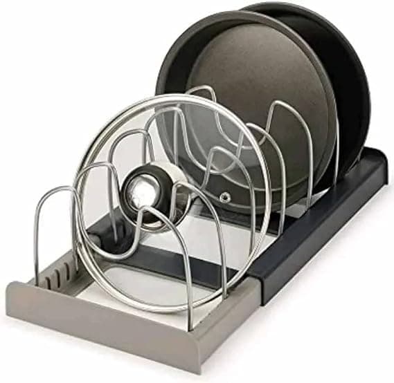 Pot Lid Organizer Rack, Expandable Drawer Tray Holder for Kitchen Cabinet | Adjustable Holder for Baking Molds Cake Pot Pot Organizer Storage Rack