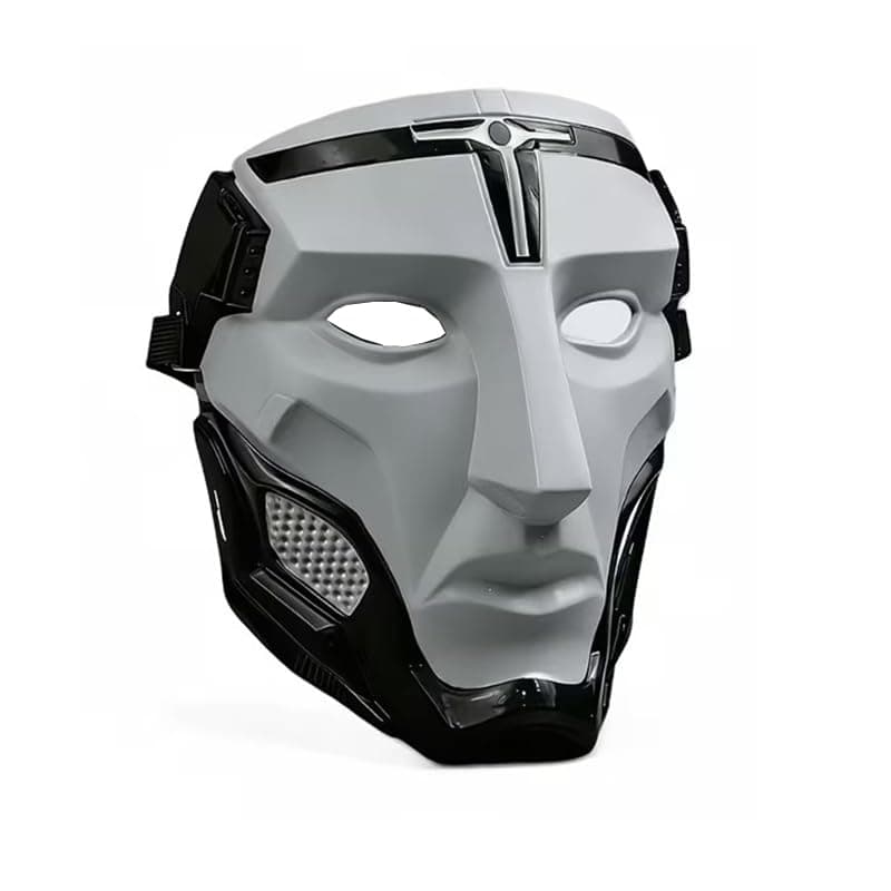 KaberTrade Mysterious Silver Face Mask Modern Technology Design Comfortable Full Face Shield for Concerts, Festivals, and Stage Performances (Black Plastic in Grey, Code:10409)