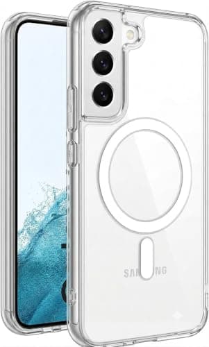 Case Cover Transparent (Compatible with Samsung S21 FE) Protective Phone Case with Frame And Magnetic Feature Anti Yellowing Supports Wireless Charging Lightweight and Durable (Clear) Cellular phone case