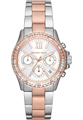 Michael Kors Watch for Women, Quartz Movement, Analog Display, ROSE GOLD/SILVER ROSE GOLD/SILVER Strap-MK7214
