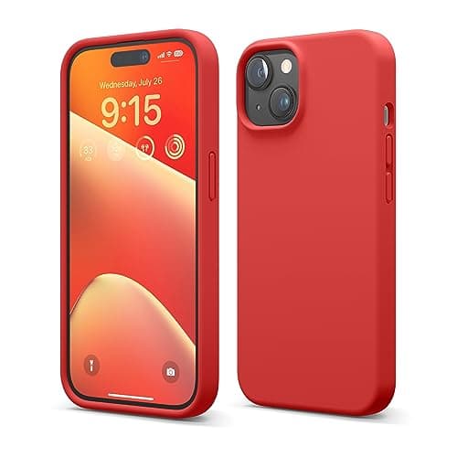 elago Liquid Silicone Case for iPhone 15 Red | Full Body Protective Cover, Shockproof, Slim Design, Anti-Scratch Soft Microfiber Lining (Red) Cellular phone case