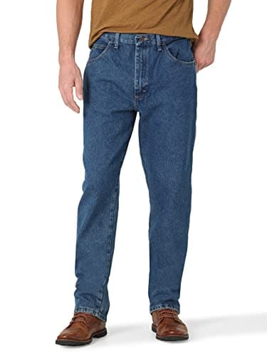 Rustler Classic Men's Classic Relaxed Fit Jeans, Dark Stonewash, 40W x 29L