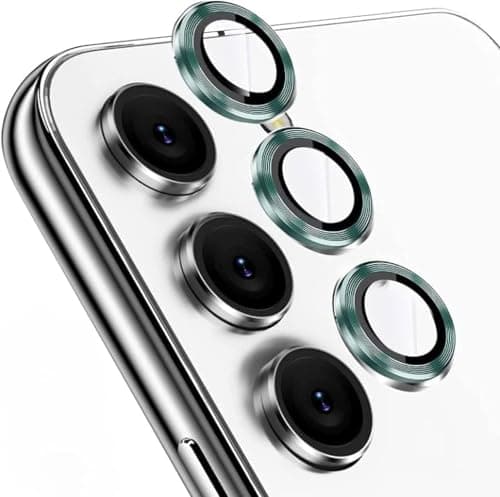 Reioo 9H Tempered Glass Metal Camera Lens Protector, Anti-Scratch Shockproof Camera Ring Compatible with Samsung galaxy A55 (5g) (Oil) Screen protector