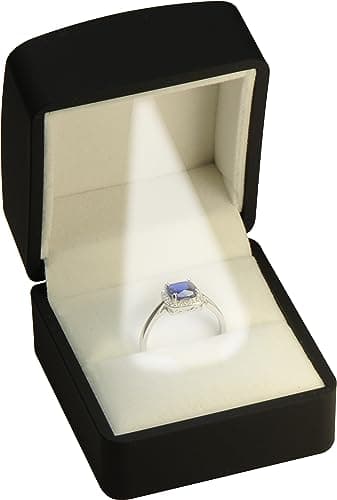 The Jewellery Pak LED Black Ring Box for Proposal, Wedding, Engagement...Luxury Arc Shaped Top Design LED Ring Gift Box with Light for Men for Women for Girls Box Dimension 2.28〞(W)*2.48〞(D)*1.65〞(H)