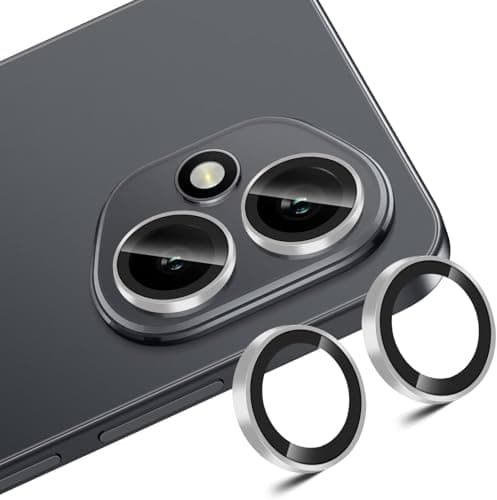 Camera Lens Protector for Honor 400 Accessories, 9H Tempered Glass Metal Ring Camera Cover Screen Protector, Case Friendly, Anti Scratch, Silver