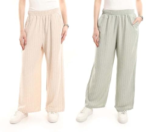 Red Circle Womens Bundle of 2 Comfortable Elastic Waist Summer Lounge Pants Bundle of 2 Comfortable Elastic Waist Summer Lounge Pants Outerwear