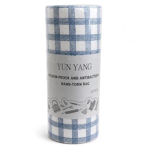 Cleaning Cloth Roll – 20-Piece Hand-Torn Rags – Reusable Dry & Wet Use – Super Absorbent Degreasing Cloths for Kitchen, Bathroom, Home & Office Towel