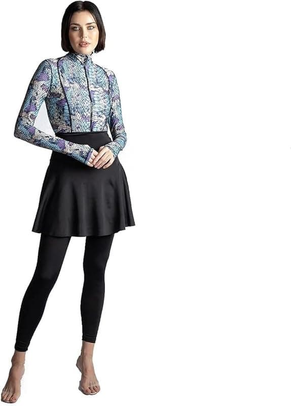 MINERVASECRET Women 4 Piece Burkini Set - Skirt - Leggings - Cape Swimwear