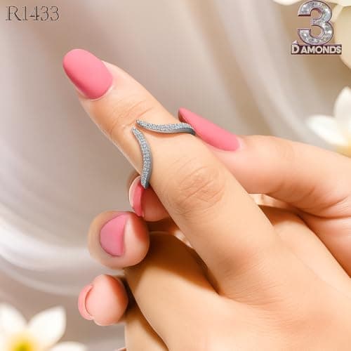 3 Diamonds 292474661779594 Platinum & Rhodium-Plated Open Ring – Women’s Elegant Curved Zircon Designs-1