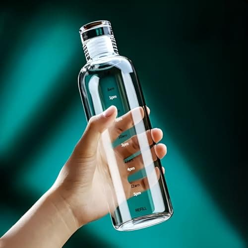 Tap2kaart Borosilicate Glass Water Bottles with Cap, Water Bottle 500ML Glass Motivational Time Marker Drink Bottle Cute Glass Milk Juice Drinking Bottles for Girls Women for School, Gym - Multicolor