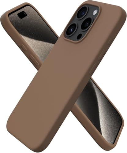 Silicone Case Compatible with iPhone 15 Pro Case 6.1", Liquid Silicone 3 Layers Full Covered Soft Gel Rubber Cover, Shockproof Protective Slim Phone Case with Anti-Scratch (Brown) Cellular phone case