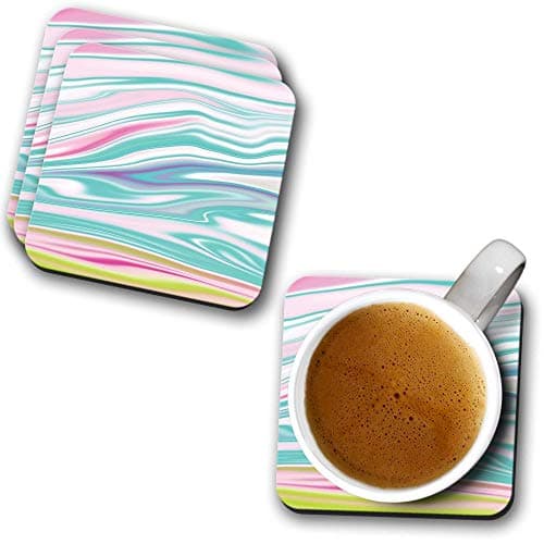 YuBingo Colourful Marble Designer Printed Coasters (MDF Wooden, Set of 6, 9.5x9.5 Cm, Square) Drink coaster