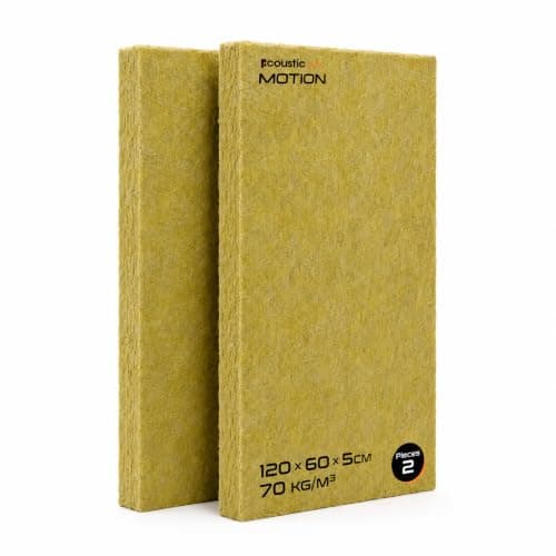 ACOUSTIC MOTION 2 Pack Rockwool Mineral Wool Insulation Board Rigid Acoustic High Temperature Insulation Board, 120 x 60 x 5 cm, Yellow 70kg/m3