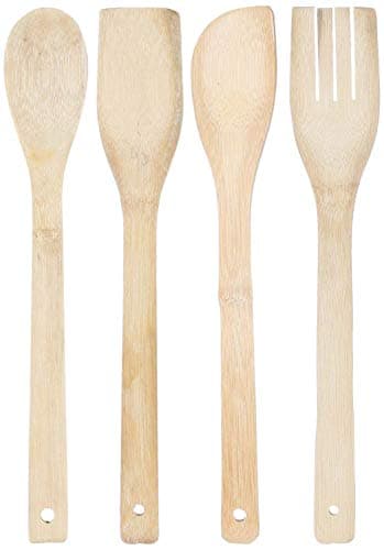 Wooden Cooking tool Set, 4 Pieces - Beige Spoon