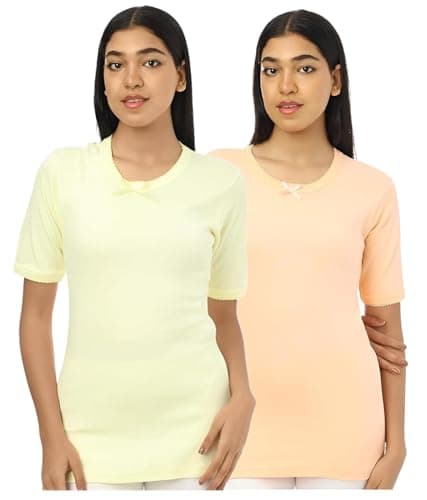 Dahab Womens Set Of 2 Pieces Half Sleeves Undershirt Round Neck Base Layer Top Shirt