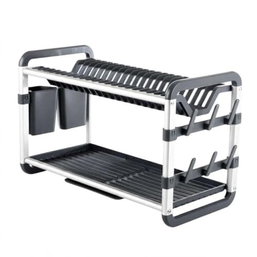 Dish Rack with Side Drainer and Mug Holder - Kitchen Dish Organizer with High Quality Material and Practical Design A