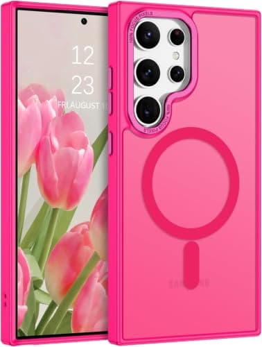 Case Cover Translucent Matte Slim Shockproof Magnetic Phone Case (Compatible with Samsung S26 Ultra) Women Men Girl Boy Protective Cover (Hot Pink) Cellular phone case