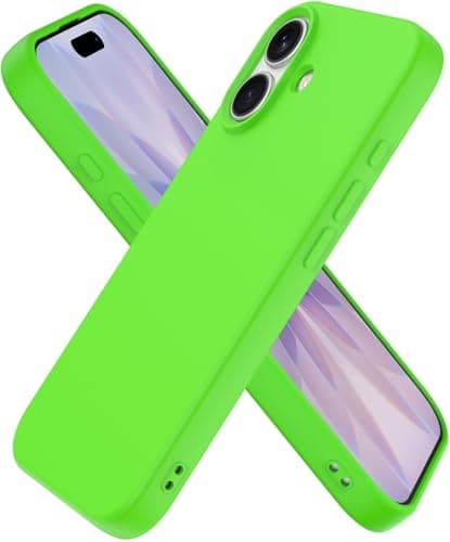 iYavvort Compatible with 17 Case, Shockproof Liquid Silicone Protective Phone Case with Soft Anti-Scratch Microfiber Lining Ultra Slim Drop Protection Phone Cover (Fluorescent Green) Cellular phone case