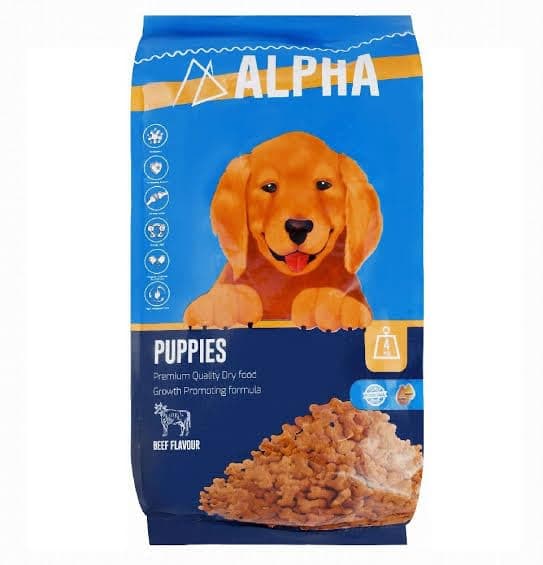 Alpha Premium Puppies Dry Food, Nutrient Rich Formula for Healthy Growth Beef Flavor 4 Kg