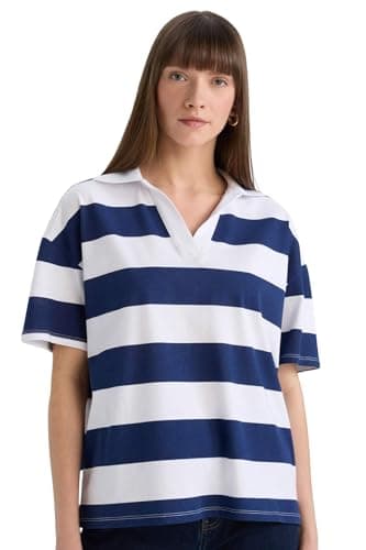 DeFacto Womens Casual Relax Fit Polo Neck Short Sleeve Knitted Short Sleeve Polo T-Shirt Short (pack of 1)
