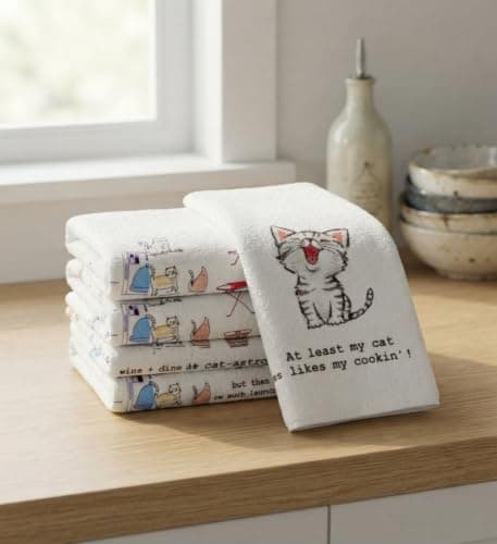 4 Pcs Cotton Kitchen Napkin Set for Dining Table Drying and Cleaning